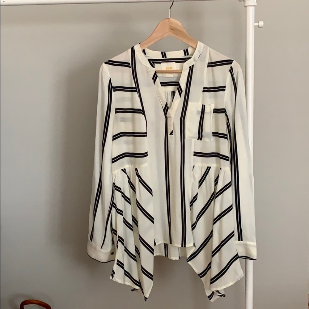 Maeve striped asymmetrical top